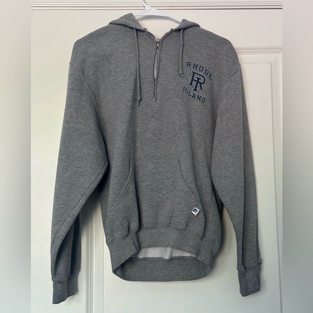 Rhode Island Quarter Zip Hoodie in Gray